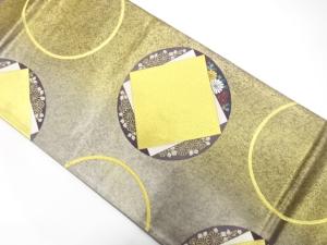 引箔　丸紋に重ね色紙・花模様織り出し　袋帯